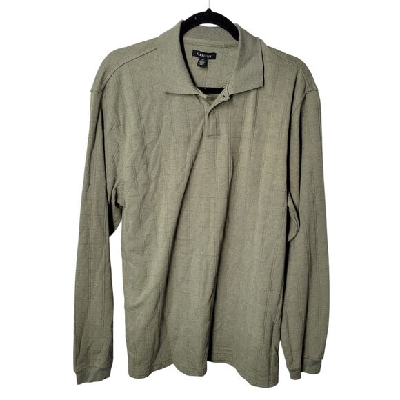 Van Heusen Mens Sz M Green Solid Long Sleeve Collared Polo Shirt - Picture 1 of 11